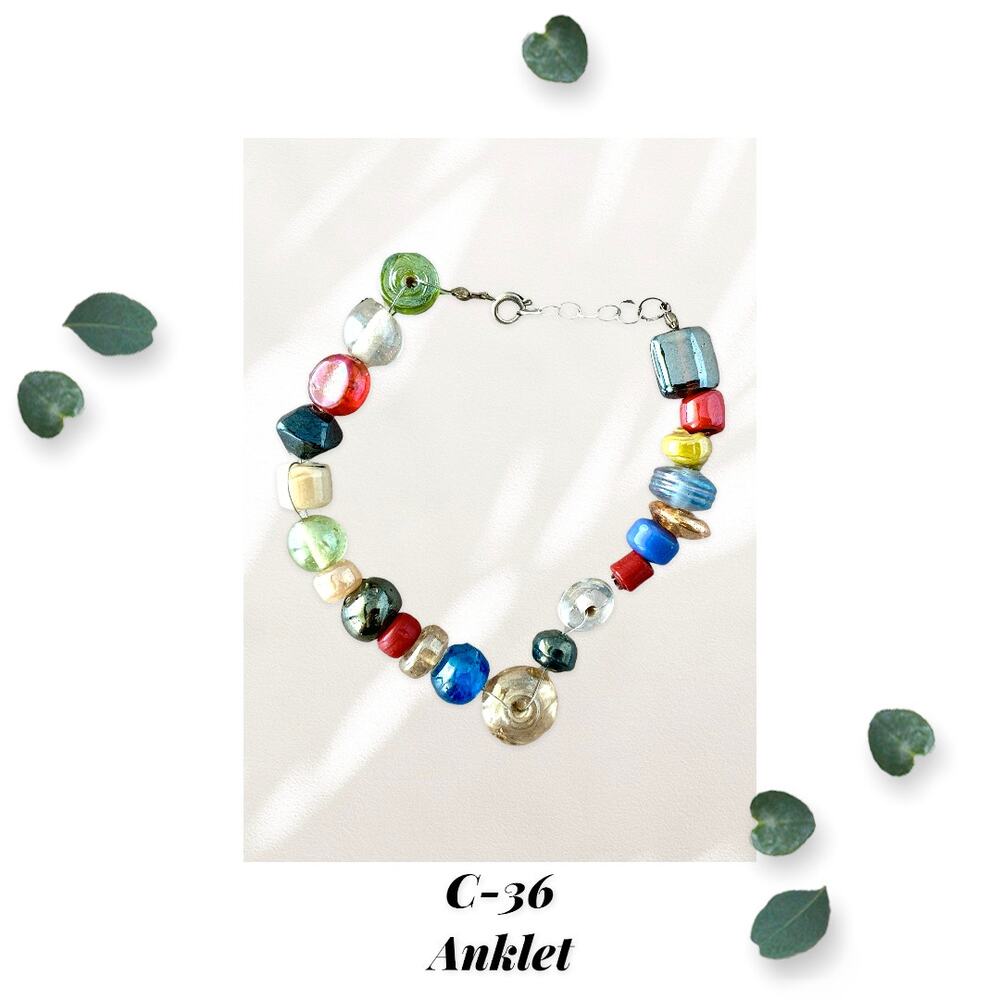 A Trip to India Chunky Glass Beaded Anklet - Rainbow Multicolor
